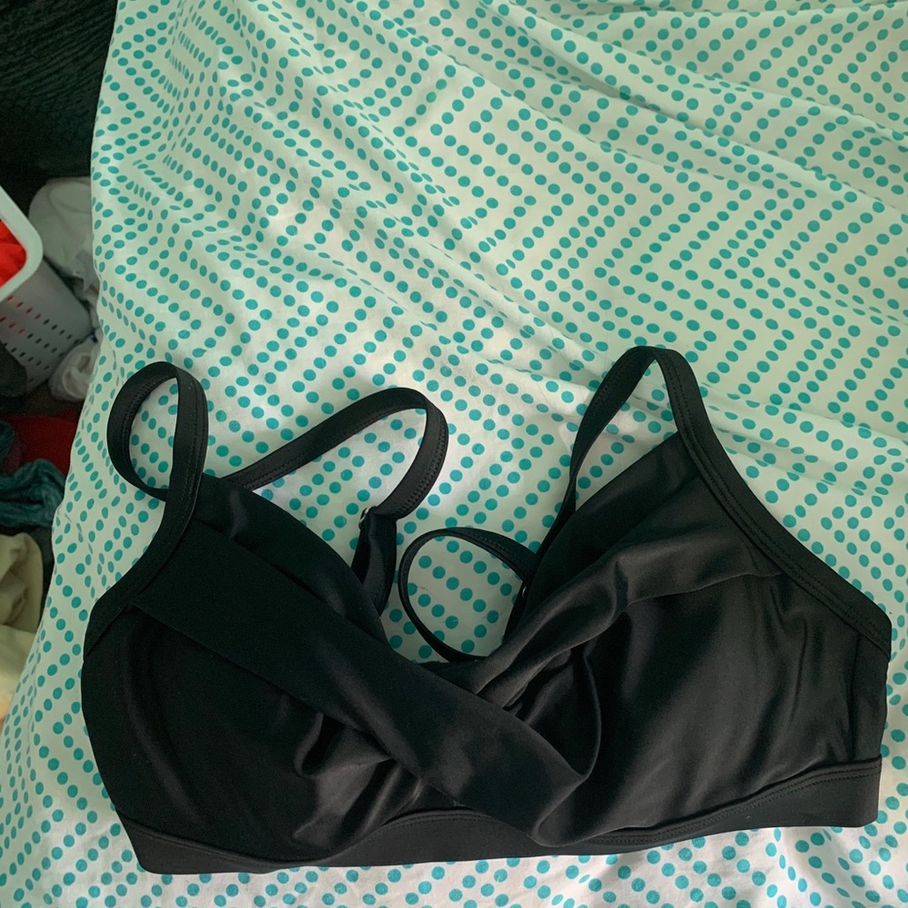 athleta twist up black bikini top